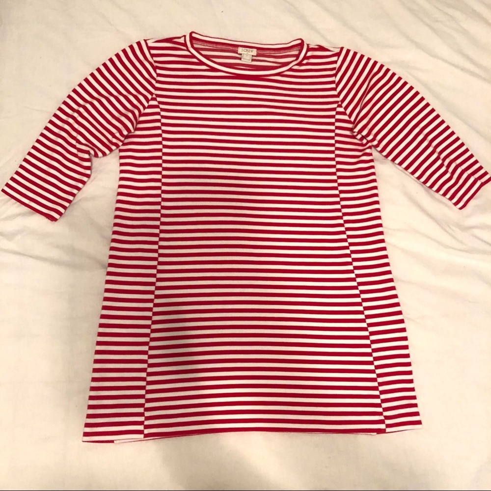 J. Crew Red White Striped Shift Dress - Size Small